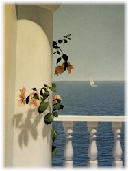 Detail - Flowers and Column in A Mediterranean Balcony
