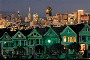 San Francisco neighborhood and skyline.