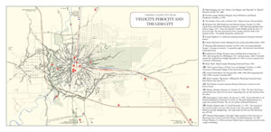 Map Key for "Velocity, Ferocity, and the Gem City" by Chavawn Kelley, Travis Ivey, and Shizue Seigel
