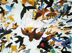 Artwork from "Birds, Birding, and Birders" by Tshering Dema L, Elizabeth Cochran, and Ben Pease