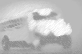 image, School bus on a grey day.