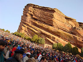 Concert-goers in front of Red Rock's Creation Rock. Photo courtesy City and County of Denver.