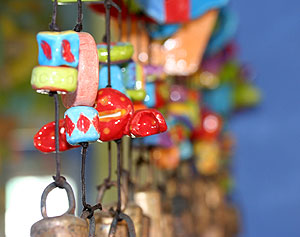 Ben's bells inside the studio.