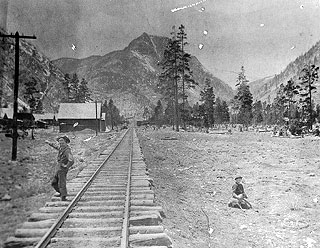 Kids on the Denver and South Park railway tracks that ran along the alley between Main Street and Galena Street.