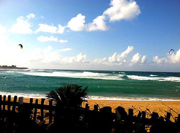 Kiteboarders near Isabela, Puerto Rico.