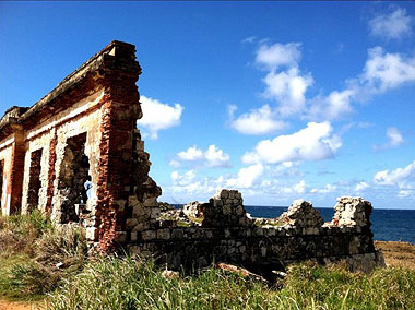 A crumbling vestige from Puerto Rico's colonial history.  Some locals speculate that this building was once a large  lighthouse.
