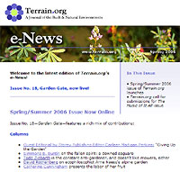 Latest Terrain.org e-News.