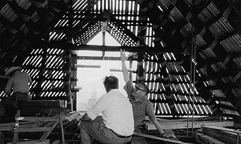 John Roderick during construction.