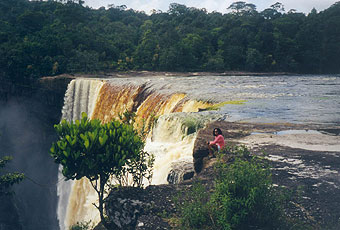 On the Potaro River, the 741-foot Kaieteur Falls in central Guyana is one of the world's most powerful waterfalls.