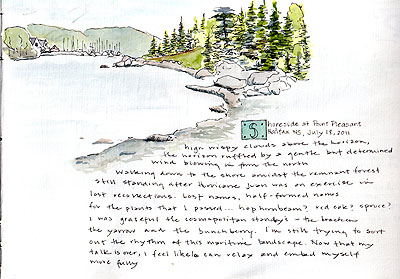 Baldwin Point, Halifax, watercolor and notes by Lyn Baldwin