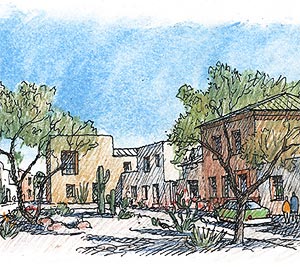 Mercado District at Rio Nuevo, plaza sketches.