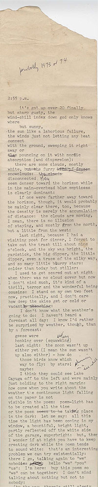 Typescript scroll poem by A. R. Ammons