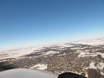 Fargo winter horizon from airplane.
