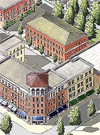 Conceptual drawing of Glenwood Park's town center area.