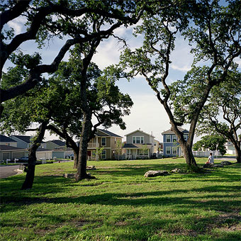 Existing groves of oaks were preserved wherever possible and now serve as shady, popular parks.