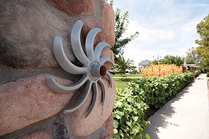 Artwork at Agritopia hails from tractor parts and other agricultural equipment.