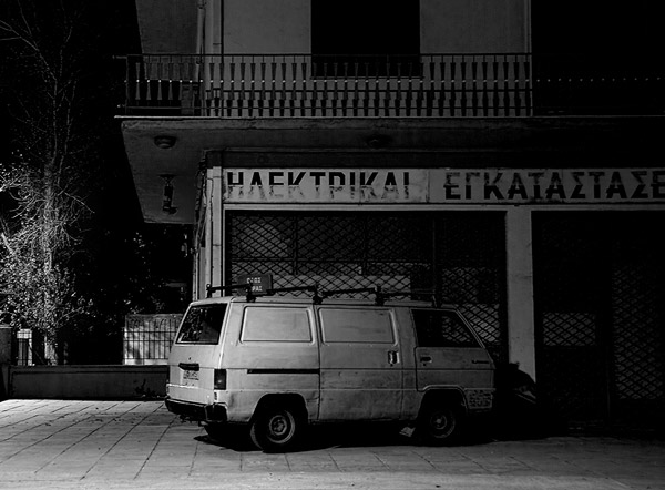 electrical shop, delivery van