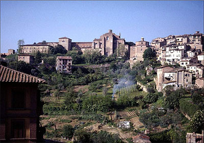 Countryside in the city, valley behind Palazzo Pubblico. 