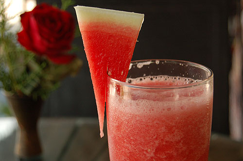 Watermelon juice in glass.