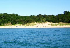 Hazelhurst's beach, dunes, and woods.