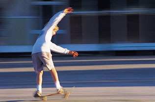 Skateboarder in action.