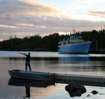 Fishing and Ranger III ferry at Rock Harbor.