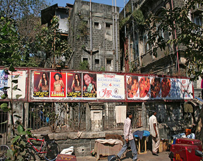 Provacative movie posters in the public space.