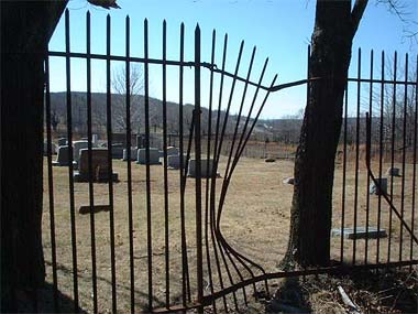 image, Centralia's cemetery, with smoke rising in the background. Photo courtesy Cricket of Palmyra, PA.