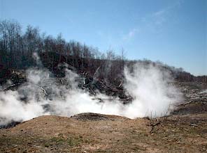 image, Centralia's underground fire moves up into the hills. Photo courtesy Cricket of Palmyra, PA.