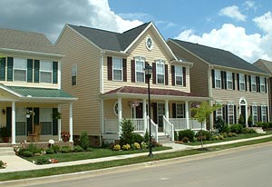 image, Lenox Village streetscape of single-family homes.