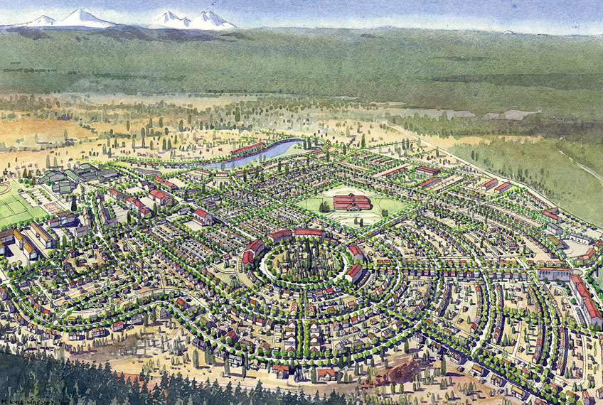 Conceptual Aerial Illustration NorthWest Crossing in Bend, Oregon