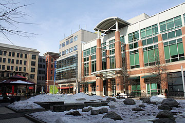 Public plaza in winter.