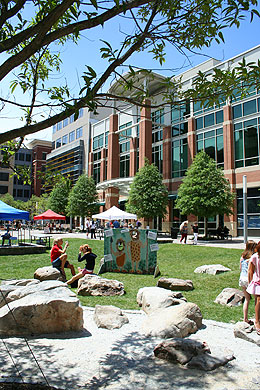 Public plaza, library, and Arts and Innovation Center