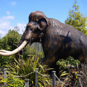 Mammoth statue in garden