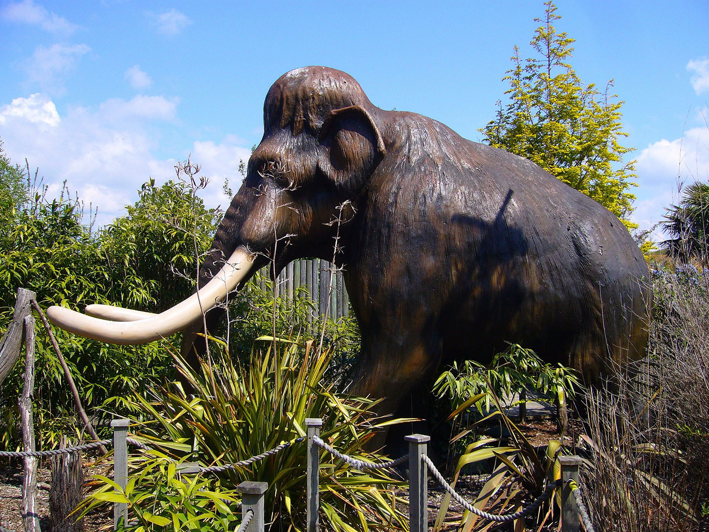 Mammoth statue in garden