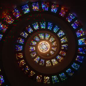 Spiral of stained glass windows