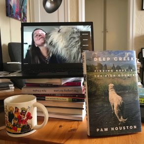Pam Houston on Zoom with her book Deep Creek