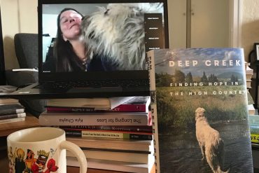 Pam Houston on Zoom with her book Deep Creek