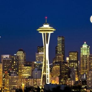 Seattle skyline at night
