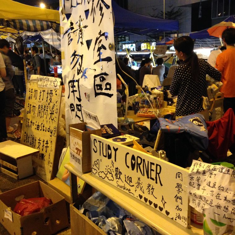 Hong Kong students are diligent as well as idealistic. They study while demonstrating.