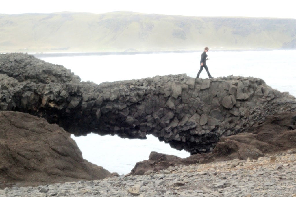 pirate daredevil walk over the natural rock bridge