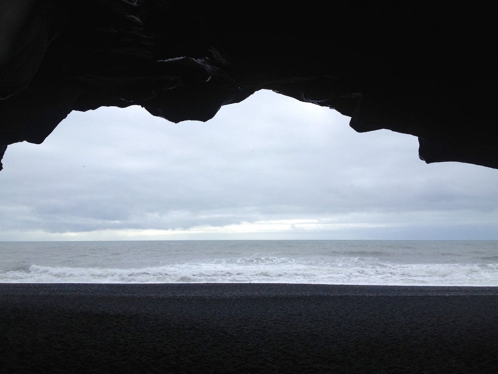 from inside the cave looking out