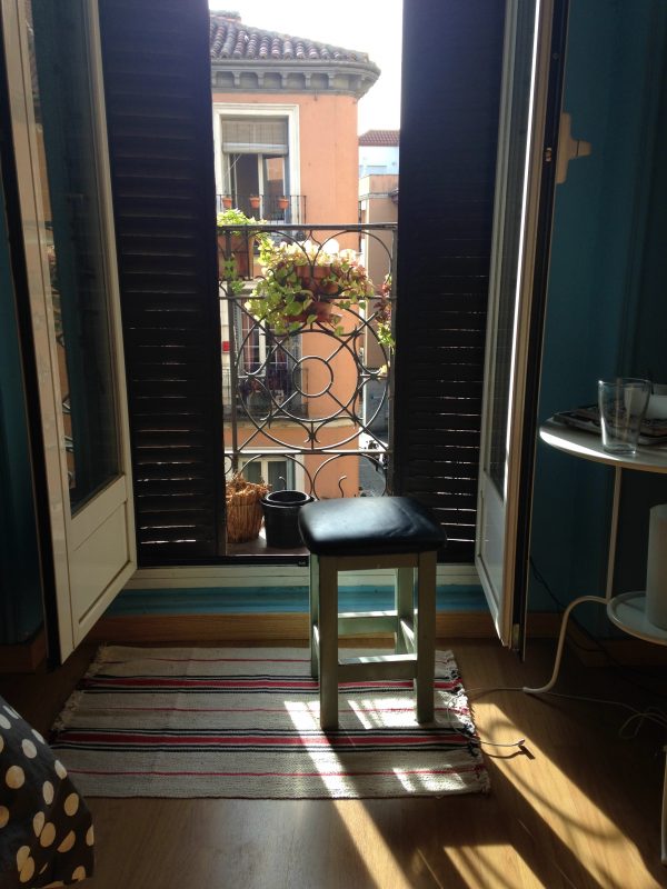 Where I sit to look out my balcony