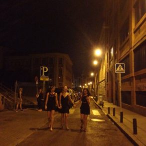 Girls walking down the street