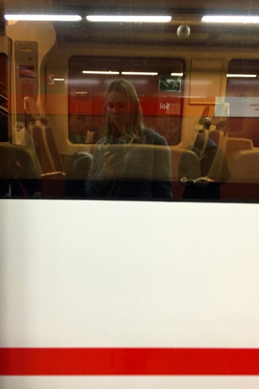 Zoe on the train