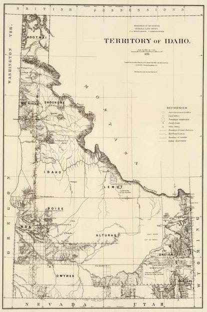 Map of Territory of Idaho, 1876