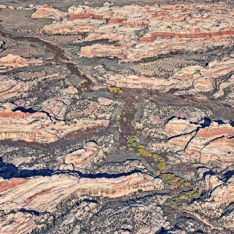 Salt Creek Canyon in fall from the air