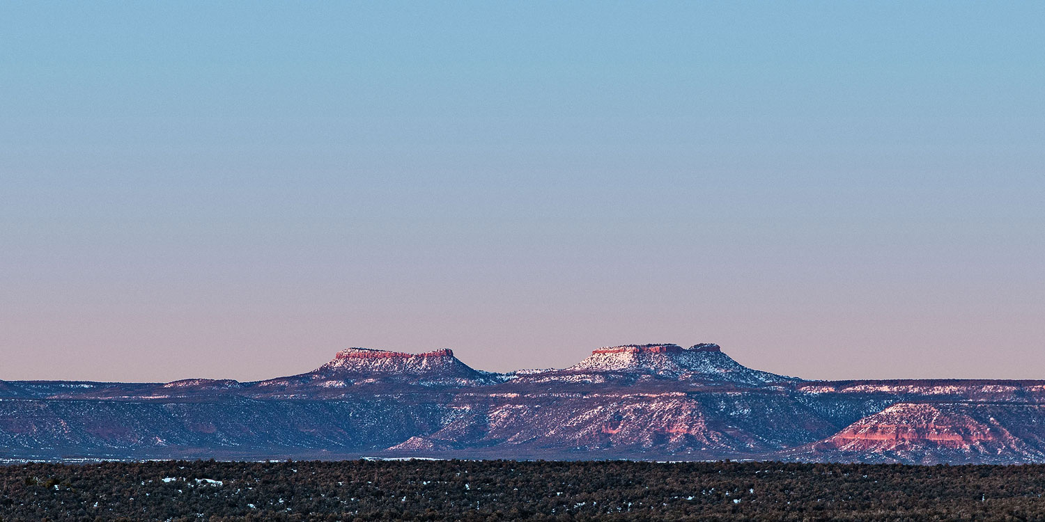 Bears Ears, winter at sunset