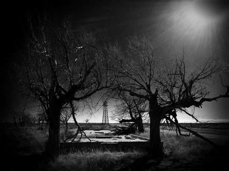 Amache tower and foundation. Photo by Sarah Skeen.