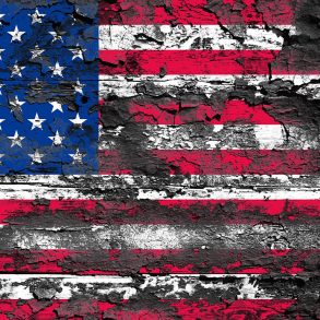 Pained U.S. flag, peeling